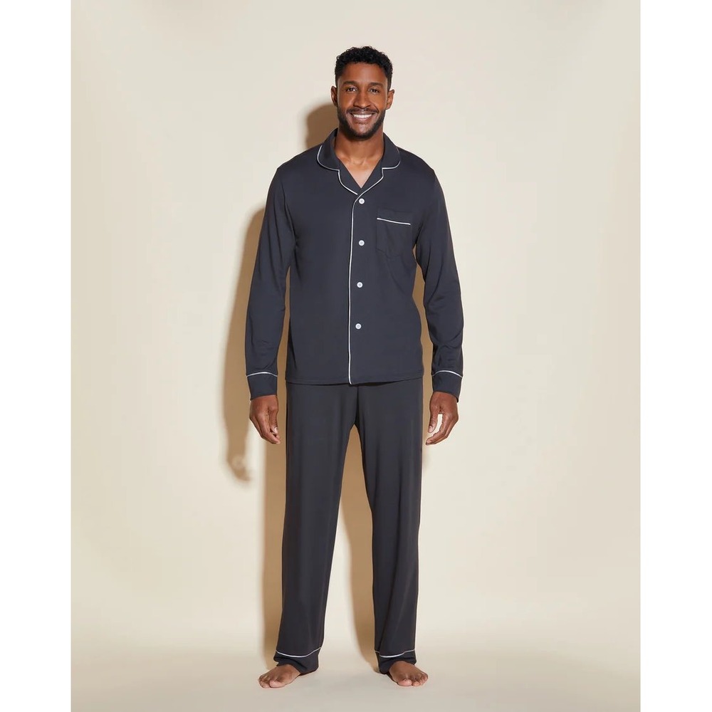 Cosabella Bella Mens Classic PJ Set‎ Anthracite Ivory Pima Cotton Modal New L